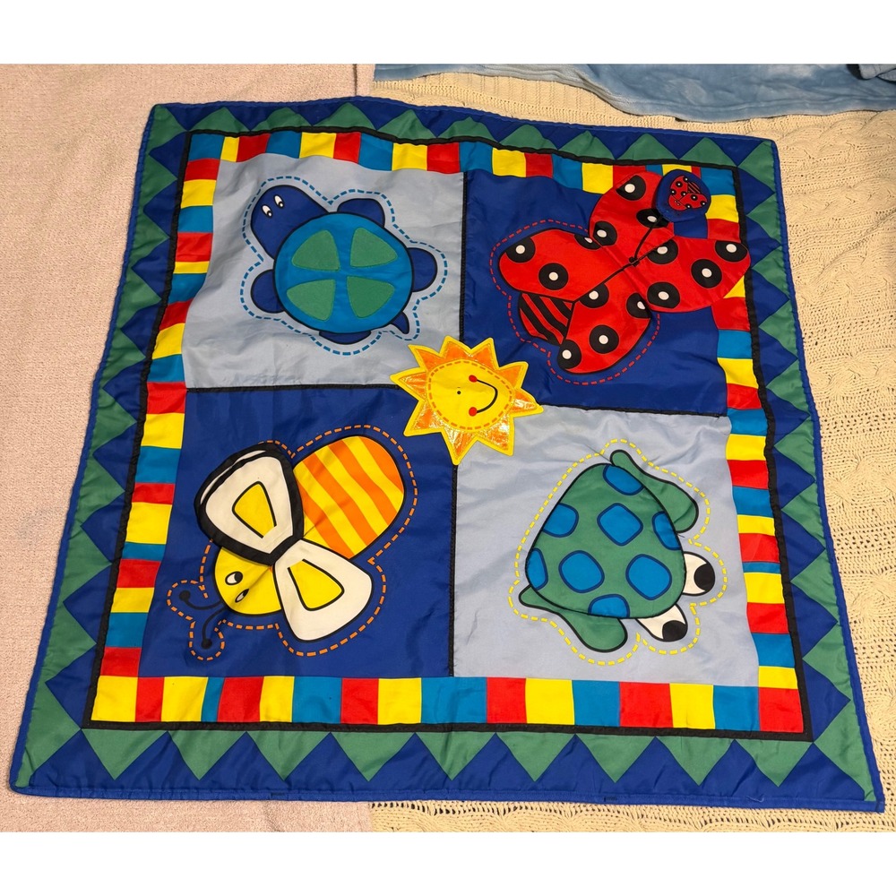 VTG Multi-Color Animal Playard Sheet Turtle Ladybug Bee Sun Baby Play Mat Cover